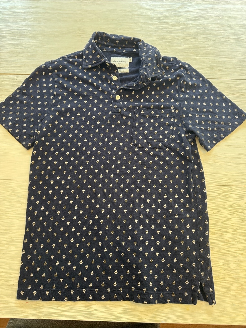 Goodfellow & Co Navy Polo with Cream Micro Motif